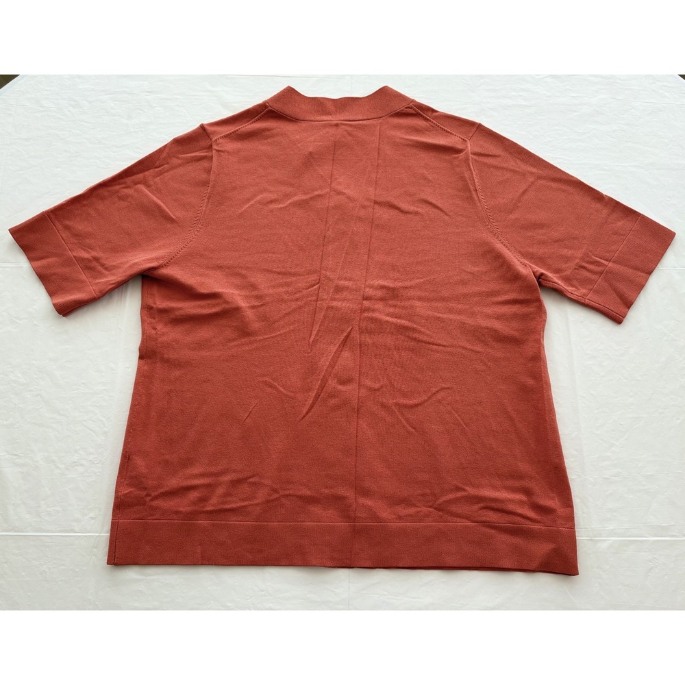 Pendleton Sweater Women XL Orange V Neck Silk Blend Short Sleeve Pullover NWT - Picture 2 of 16